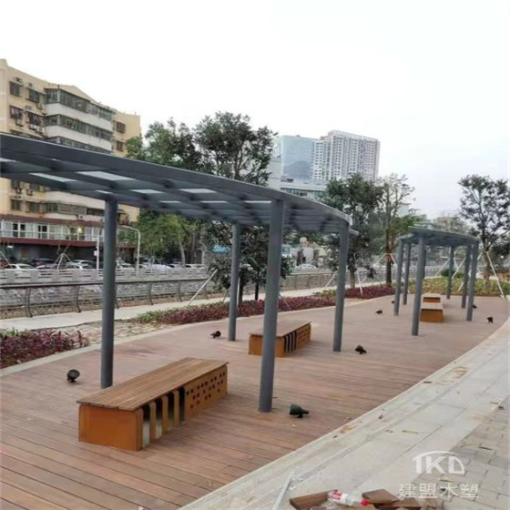 北京户外木塑地面木纹色板材拼接制作