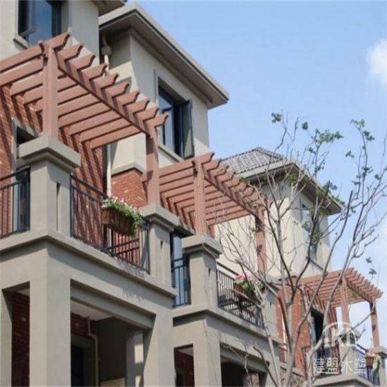 北京庭院花架案例露天阳台花架木塑花架制作木纹色厂家